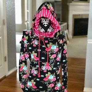 Floral DoubleHooded Sweatshirt